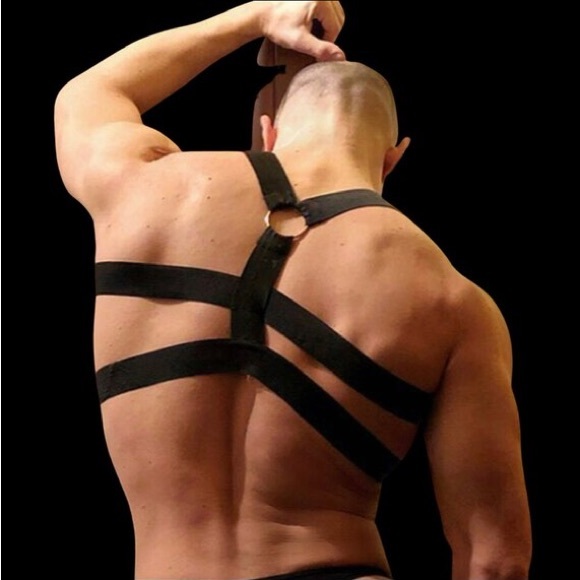 Men’s Shoulder Chest Metal Ring Style Elastic Harness - Picture 3 of 7
